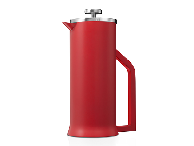 Lafeeca Stainless Steel Double Wall Vacuum Insulated French Press Coffee Maker - 34 oz - Red