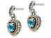 2.00 Carat (ctw) Blue Topaz Heart Earrings in Sterling Silver with 14K Gold Accent