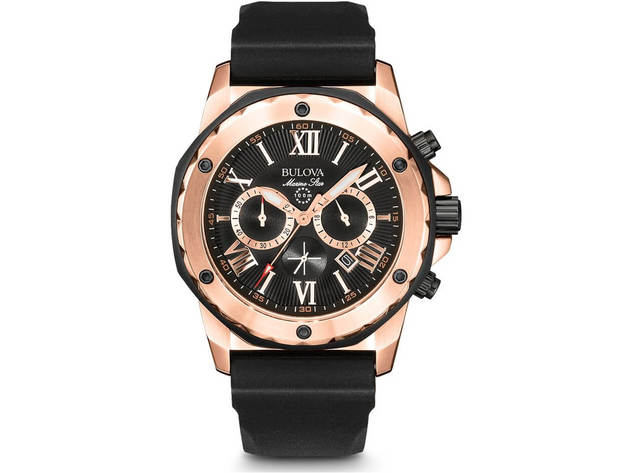 Bulova 98B104 Mens Rose Gold Marine Star Chronograph Watch