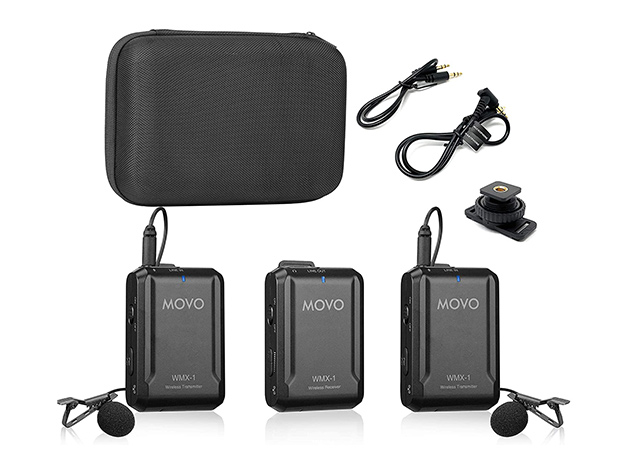 Movo WMX-1-DUO 2.4GHz Dual Wireless Lavalier Microphone System 