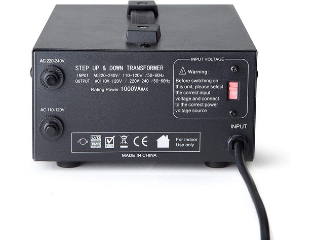 ELC T-1000+ 1000-Watt Voltage Converter Transformer - Step Up/Down - 110V/220V - Circuit Breaker Protection -Heavy Duty/High Quality