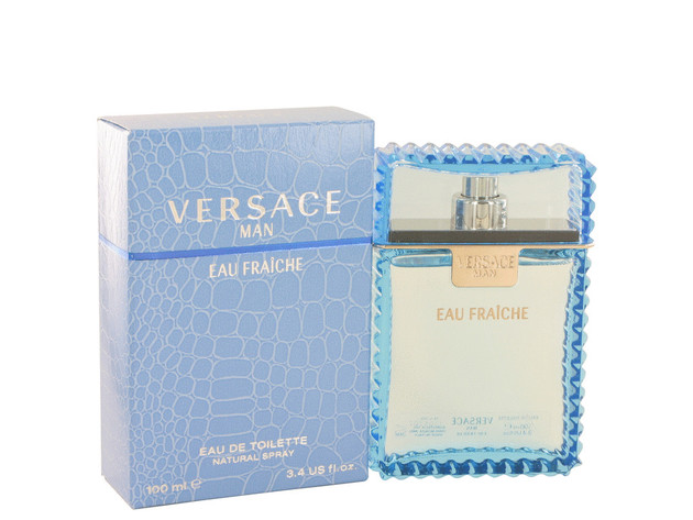 3 Pack Versace Man by Versace Eau Fraiche Eau De Toilette Spray (Blue) 3.4 oz for Men
