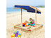 Costway Kids Wooden Sandbox Children Outdoor Playset w/ Convertible Canopy for Backyard