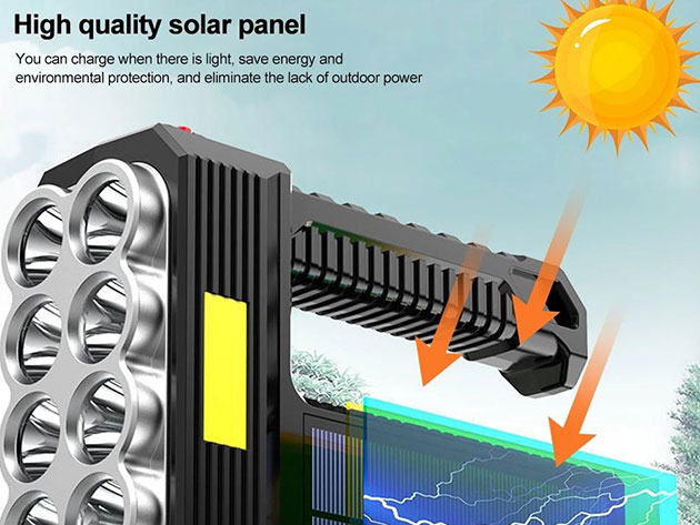 Beam Me Up 8 LED Solar Rechargeable Flashlight