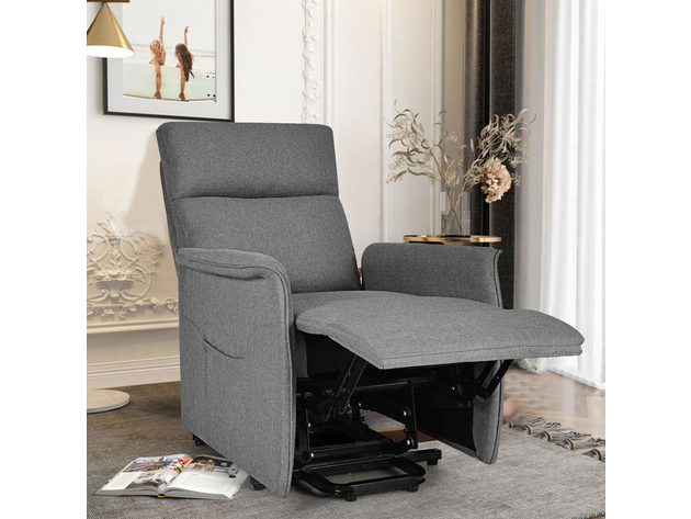 Costway Electric Power Lift Massage Chair Recliner Sofa Fabric Padded Seat Home - Gray