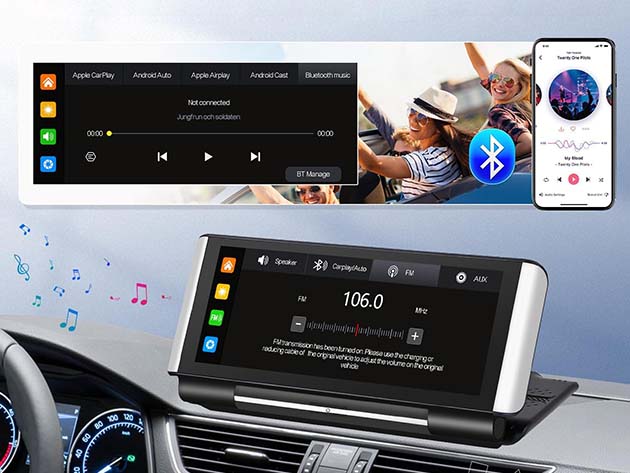 6.8" Foldable Touchscreen Car Display with Apple CarPlay & Android Auto Support