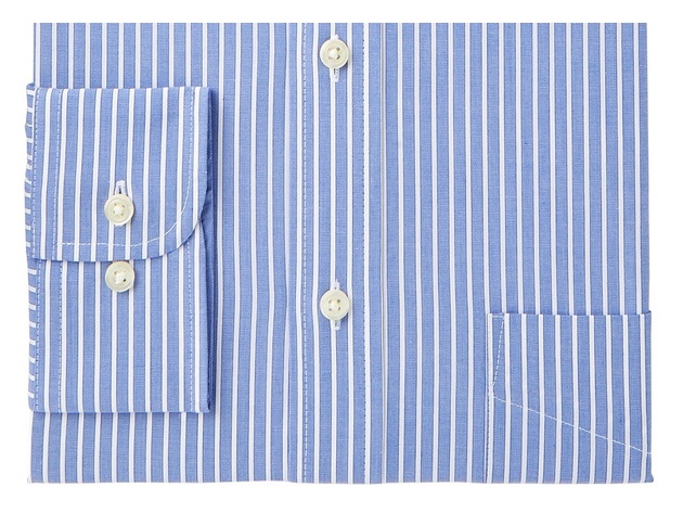 Club Room Men's Slim-Fit Performance Wrinkle-Resistant Striped Dress Shirt  Blue Size 18X34-35