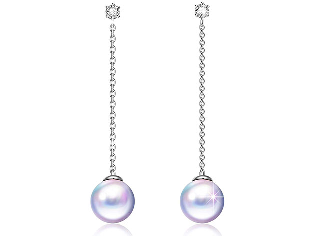 Pearl Drop Earrings with Swarovski Crystals