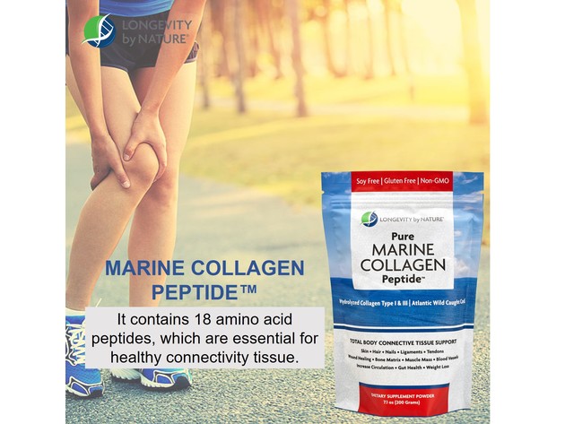 Longevity by Nature Pure Marine Collagen Peptide Powder - Soy and Gluten Free, NON-GMO, 7.1 Oz (200 Grams) Dietary Supplement