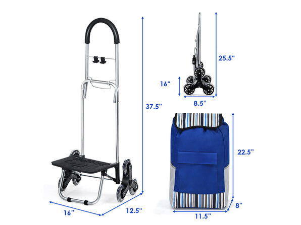 Costway Folding Shopping Cart Stair Climbing Trolley Dolly Removable ...