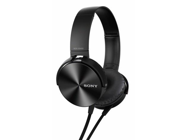Sony MDRXB450AP/B Extra Bass On-Ear Headphones with Acoustic Bass Booster, 30mm drivers, Extra-Comfort Ear Pads, Mic and Remote for Apple and Android Smartphones, Black (New Open Box)