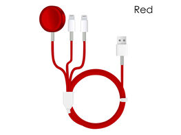 3-in-1 Apple Watch AirPods & iPhone Lightning Charging Cable (Red)
