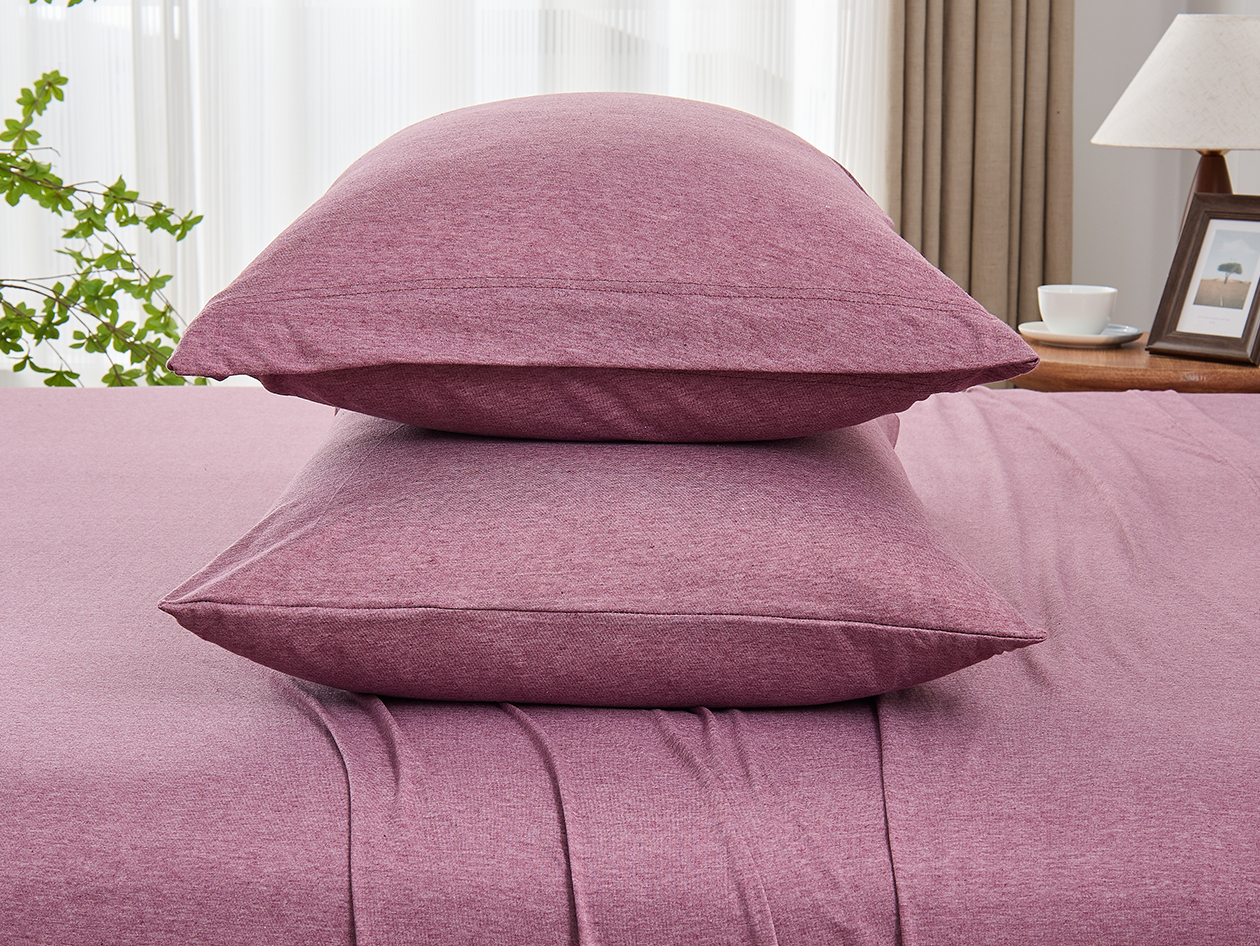 Kathy Ireland 4 Piece Heathered Jersey Knit Cotton Sheet Set (Queen/Rose)