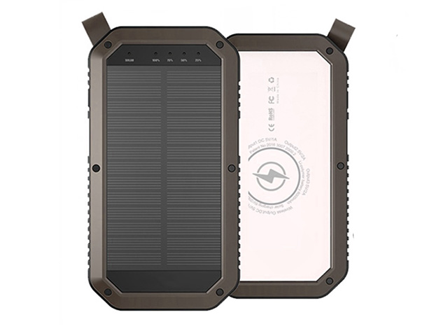 Sun Chaser 10,000mAh Mini Solar-Powered Wireless Phone Charger (Gray)