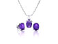 1 1/3 Carat Oval Shape Amethyst Necklace and Earring Set In Sterling Silver