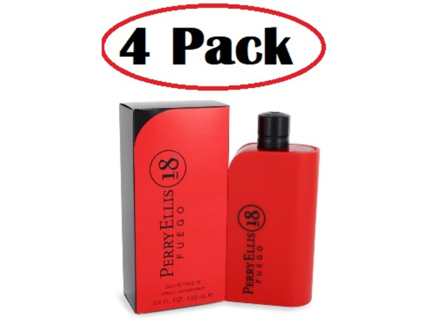 4 Pack of Perry Ellis 18 Fuego by Perry Ellis Eau De Toilette Spray 3.4 oz