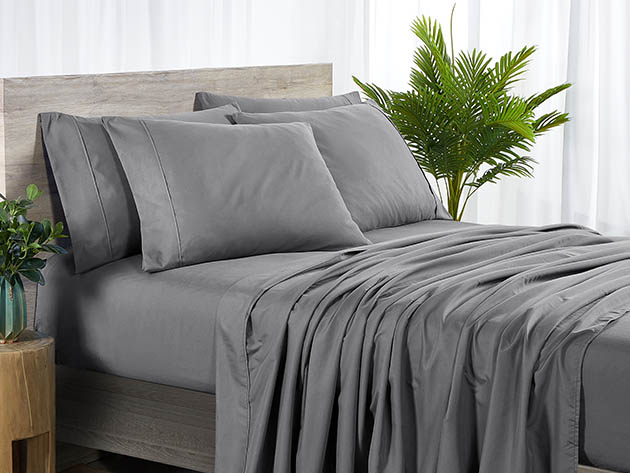 Bamboo 2000 Count 4-Piece Sheet Set with SnugGrip (Gray/Twin)