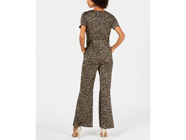 Ivanka Trump Women's Cheetah-Print Belted Jumpsuit Grey Size 2"