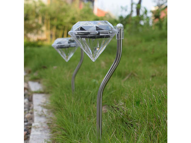 4-Pack Outdoor Solar Diamond Pathway Light