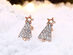 Christmas Tree Stud Earrings Paved with Swarovski Elements (Rose Gold)