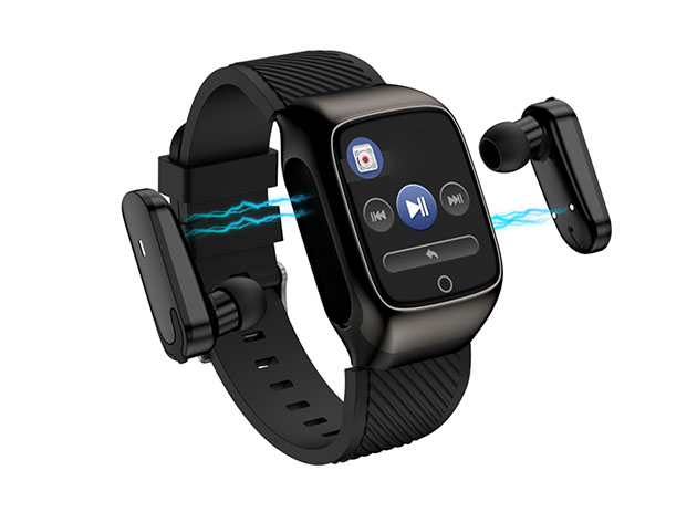 2 in 1 TWS Blue Tooth Earphone Smart Watch Wireless Headphone HIFI Music  Headset Earbuds 1.28