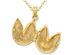 14K Yellow Gold Fortune Cookie Charm Pendant Necklace with Chain