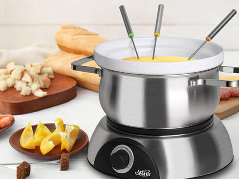 Artestia Electric Chocolate & Cheese Fondue Set with Two Pots, Serve 8 Persons (Stainless