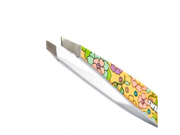 Tweezerman Vintage Floral Yellow Mini - Slant Tweezer