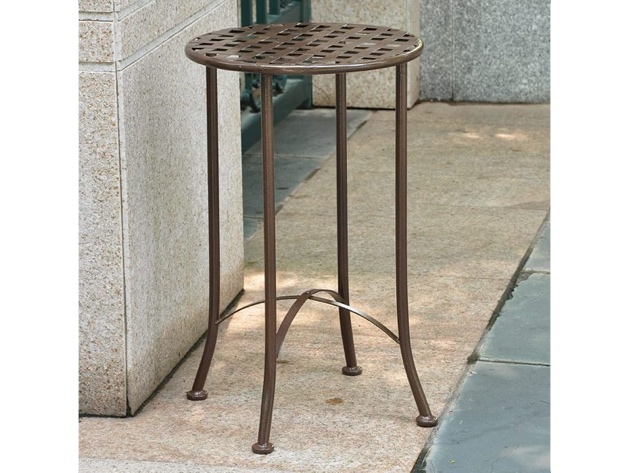 International Caravan Mandalay 16" Pure Wrought Iron Table in Bronze Finish (Like New, Damaged Retail Box)