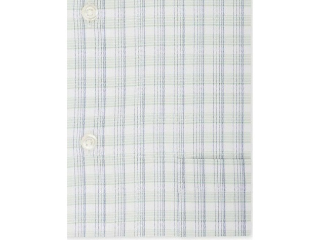 Van Heusen Men's Classic Fit Wrinkle-Free Performance Stretch Flex Collar Plaid Dress Shirt Blue Size 16-34-35