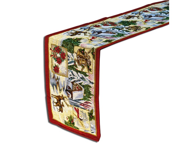 Homvare Christmas Table Full Length Runner for Holiday Dinner, Parties, Home Décor Woven Tapestry 13”x72” - White