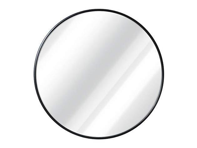 HBCY Creations en18793 Rustic Accent Round Mirror For Bathroom, 24" - Black (Refurbished, No Retail Box)