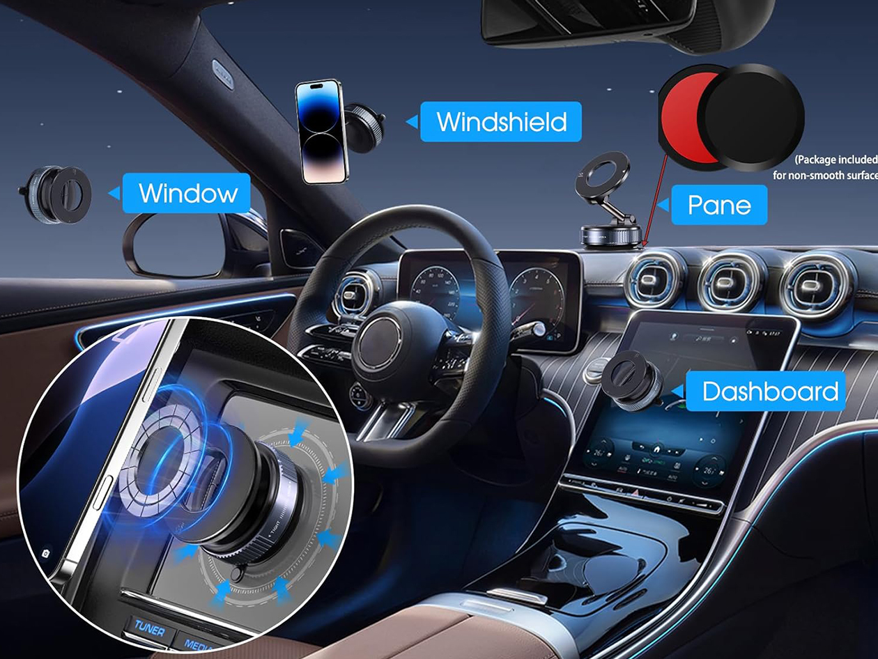 360° Adjustable Magnetic Suction Cup Phone Mount