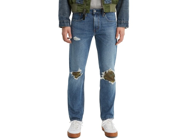 Levi's Men's 502 Tapered Fit Ripped With Camo Print Repair Jeans Blue Size 36X29