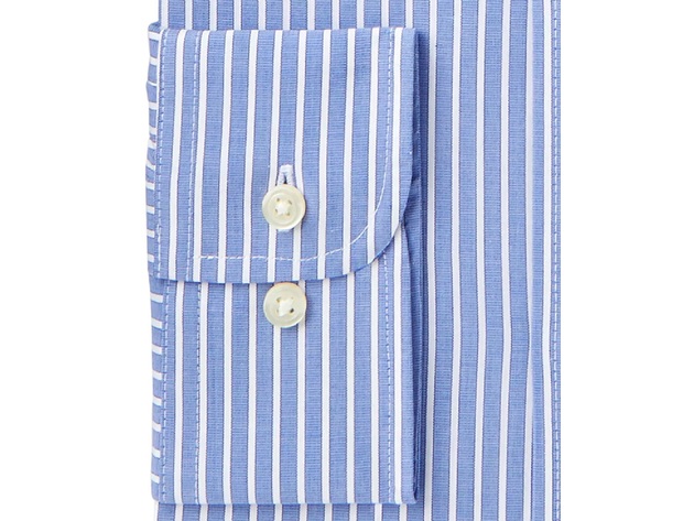 Club Room Men's Performance Wrinkle-Resistant Striped Dress Shirt Blue Size  16.5x32-33