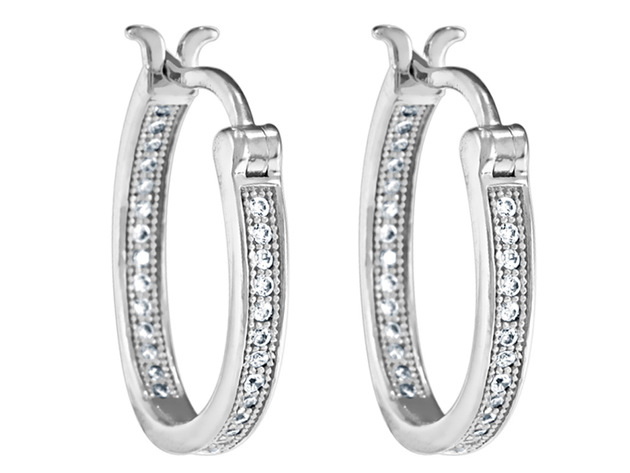 Crystal Hoop Earrings 2/5 Carat (ctw) in Sterling Silver