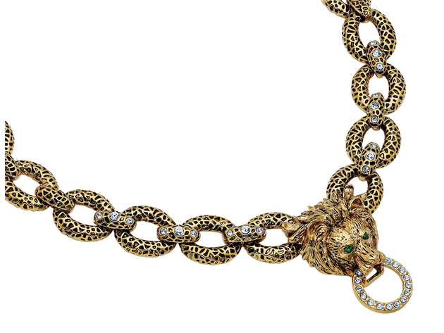 Synthetic Crystal Lion Necklace with 24K Gold Plating (Jacqueline Kennedy Collection)