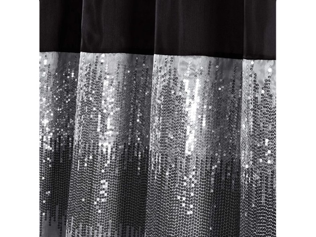 Lush Decor,Shower Curtain Sequin Fabric Shimmery, 72" x 72" - Black & White (No Box)