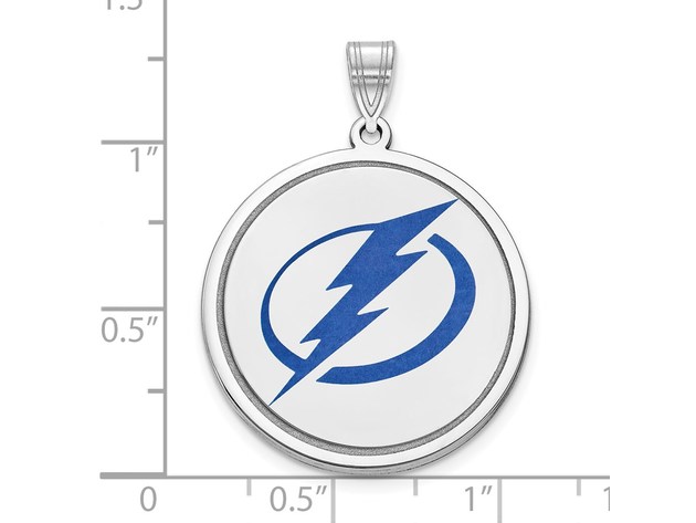 Sterling Silver NHL Tampa Bay Lightning Logo Picture Disc Pendant