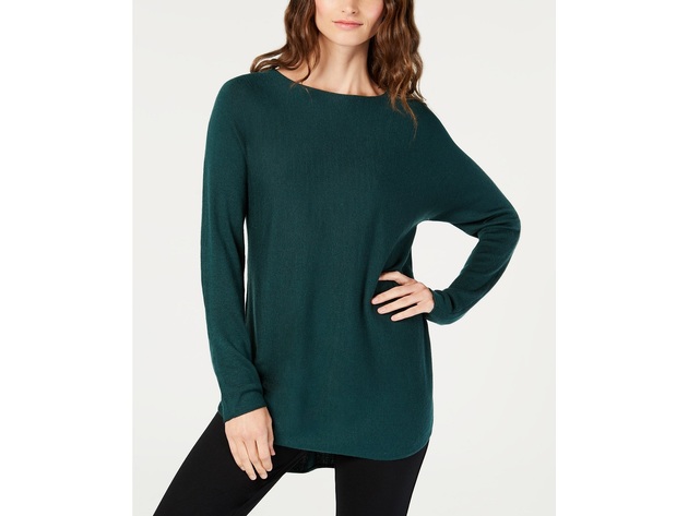 INC International Concepts Women's Shirttail Sweater Hunter Forest Size Medium