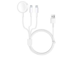 3-in-1 Apple Watch, AirPods & iPhone Charging Cable (White)