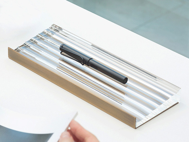 Crystal & Brass Pen Tray