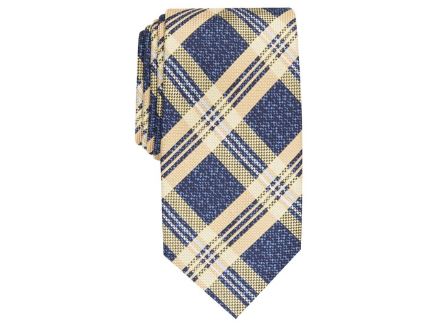 Perry Ellis Men's Duxbury Classic Plaid Tie Yellow One Size