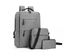 3 Pieces USB Multifunction Large Capacity Business Laptop Bags Set Grey