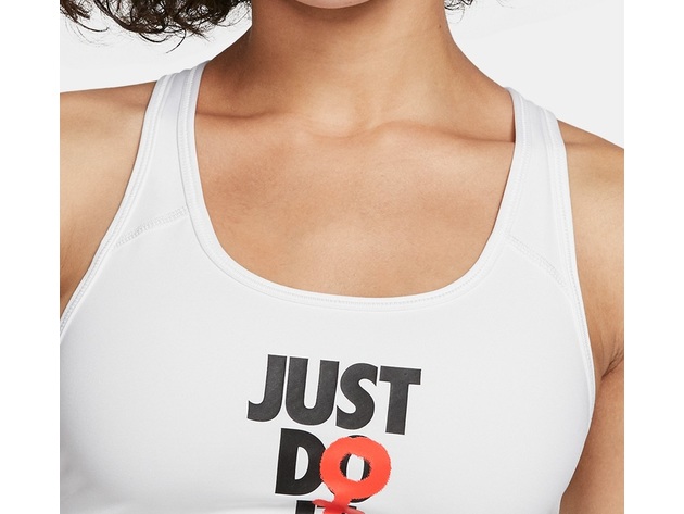 Nike Women's Rebel Swoosh Medium Support Sports Bra White Size Medium