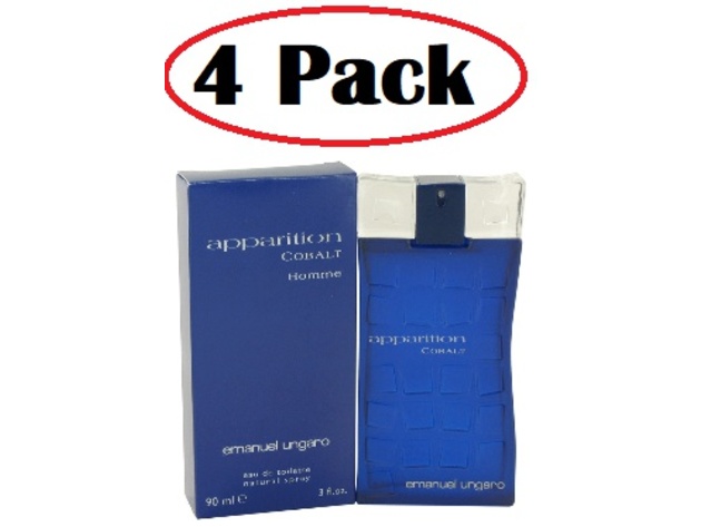 4 Pack of Apparition Cobalt by Ungaro Eau De Toilette Spray 3 oz