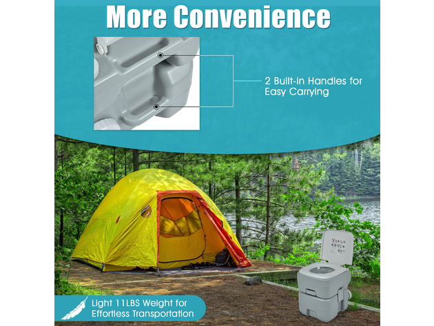Costway 5.3 Gallon Portable Travel Toilet Outdoor Camping Toilet w/ Piston  Pump Flush