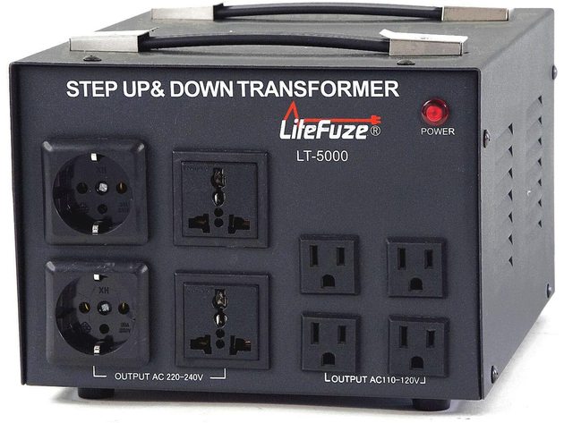 5000 Watt Voltage Converter Transformer by LiteFuze - Step Up/Down - 110V/220V - Circuit Breaker Protection -Heavy Duty/High Quality - Convertingbox Technology - LT Series - Perfect Converter