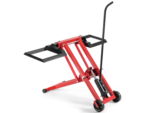 Costway Lawn Mower Lift Jack for Tractors & Zero Turn Riding Lawn Mowers 500lb Capacity - Black/Red