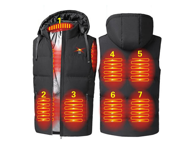 Be Warm Heated Vest with Hoodie - Requires Power Bank, Not Included (Grey/Small)